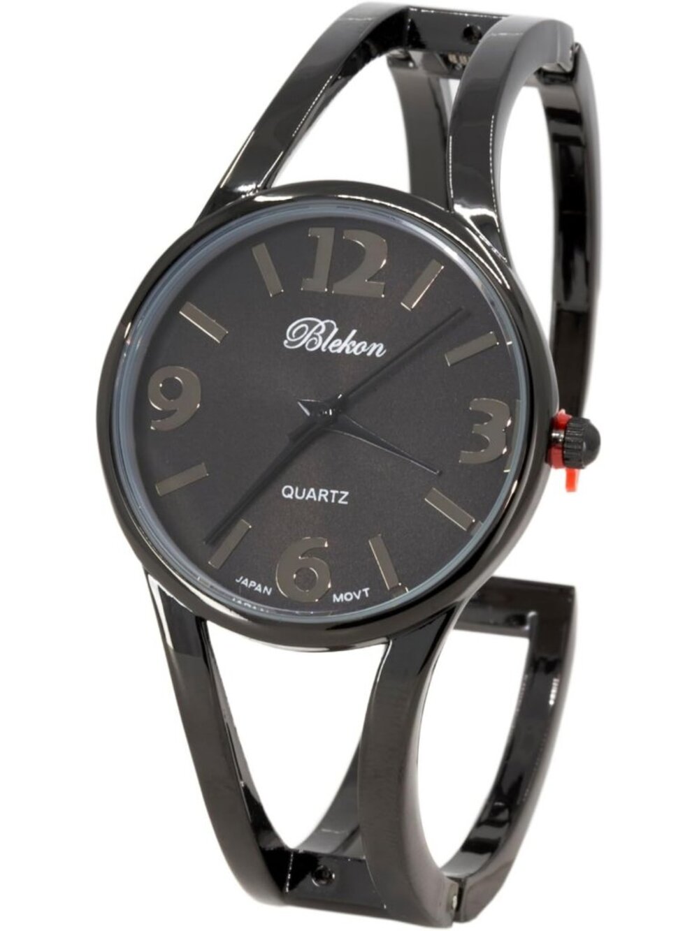 Women's Black Elegant Analog Quartz Casual Metal Cuff Bangle Design Watch